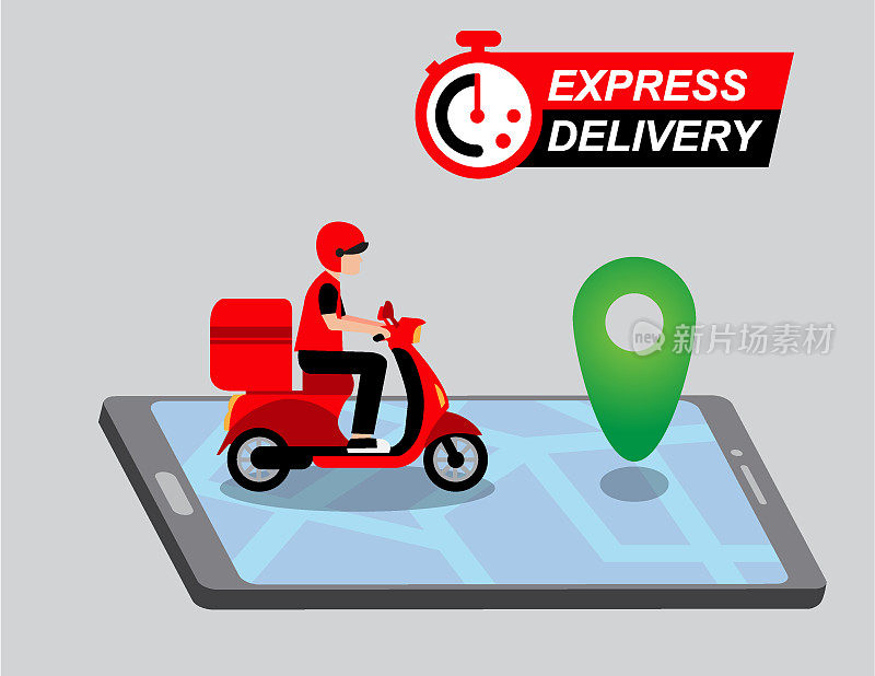 Express delivery by scooter on mobile